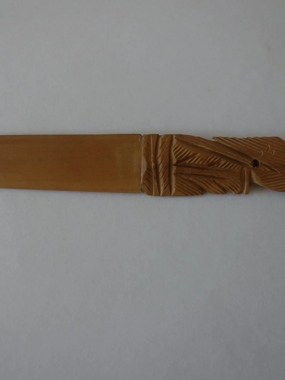 Vintage Carved Peacock Handle Wooden Letter Opener about 7.25